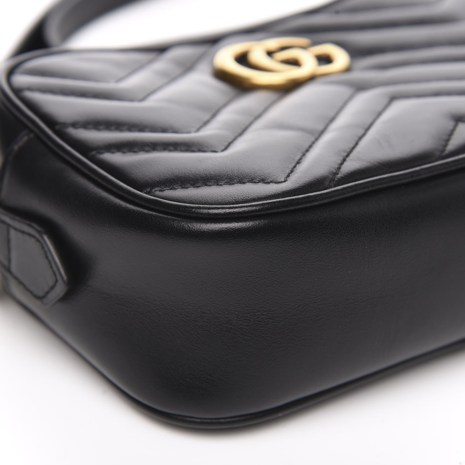 Gucci Calfskin Matelasse Mini GG Marmont Chain Shoulder Bag Black 7 of 9