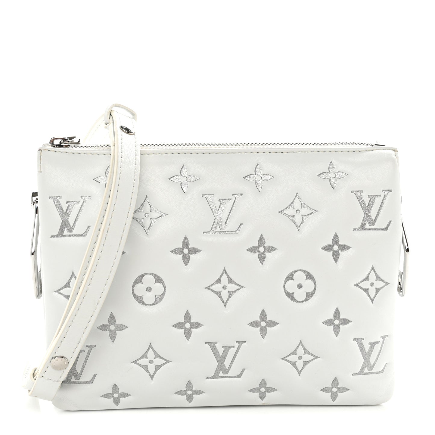 Lambskin Embossed Monogram Coussin BB  White Silver
