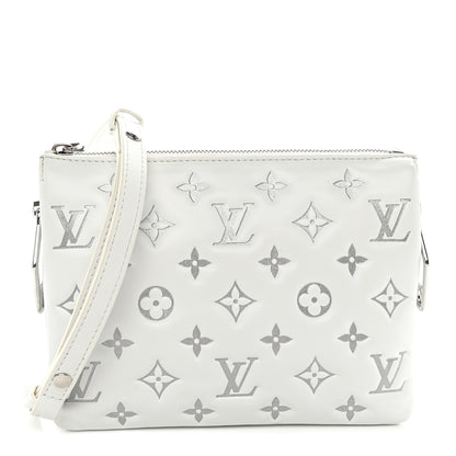 Louis Vuitton Lambskin Embossed Monogram Coussin BB  White Silver 1 of 10