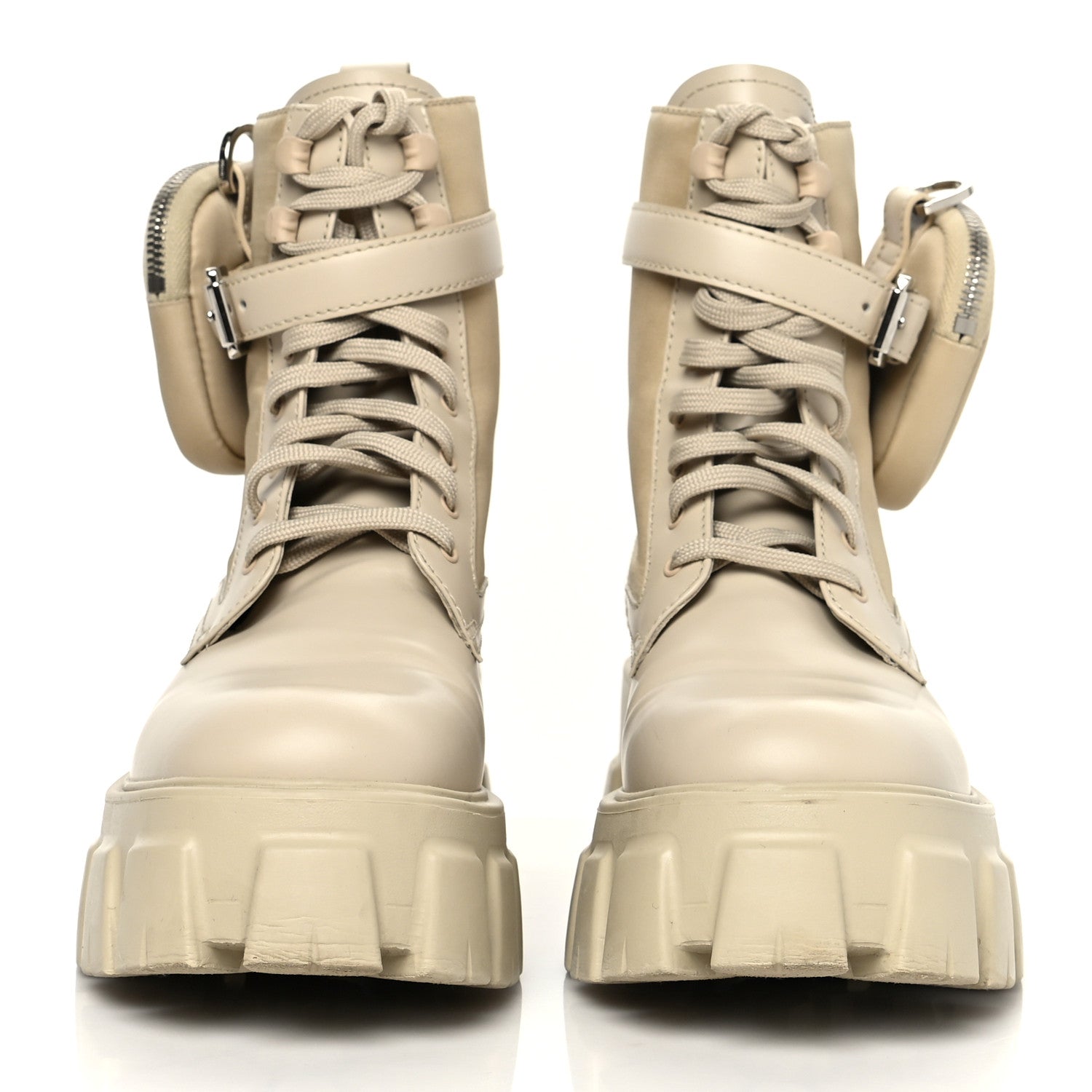 Prada Spazzolato Rois Re-Nylon Metal Triangle Logo Monolith Pouch Pocket 55mm Boots 38.5 Deserto 2 of 9