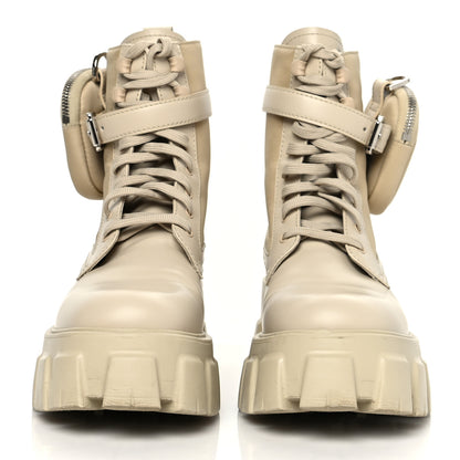 Prada Spazzolato Rois Re-Nylon Metal Triangle Logo Monolith Pouch Pocket 55mm Boots 38.5 Deserto 2 of 9