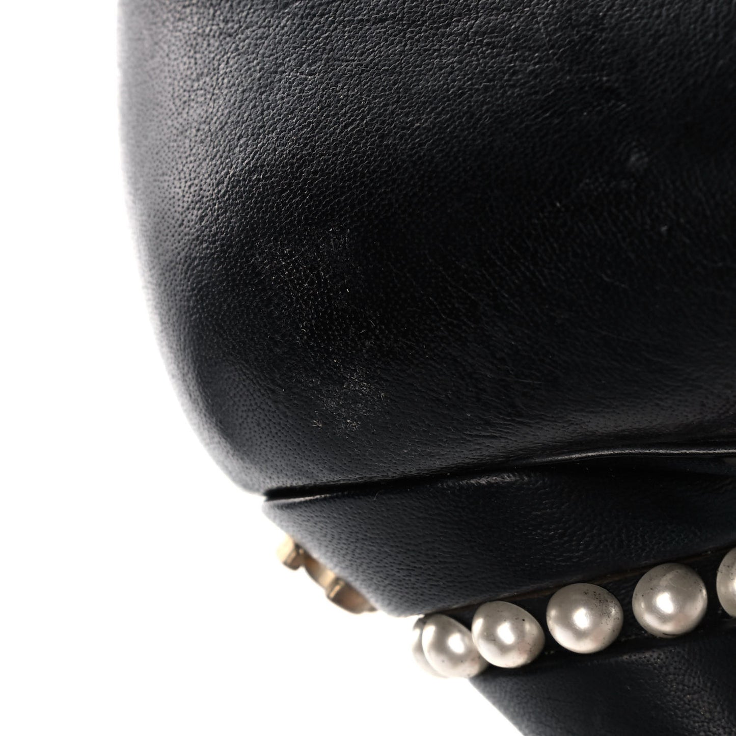 Lambskin Cap Toe Pearl Pumps 35 Black