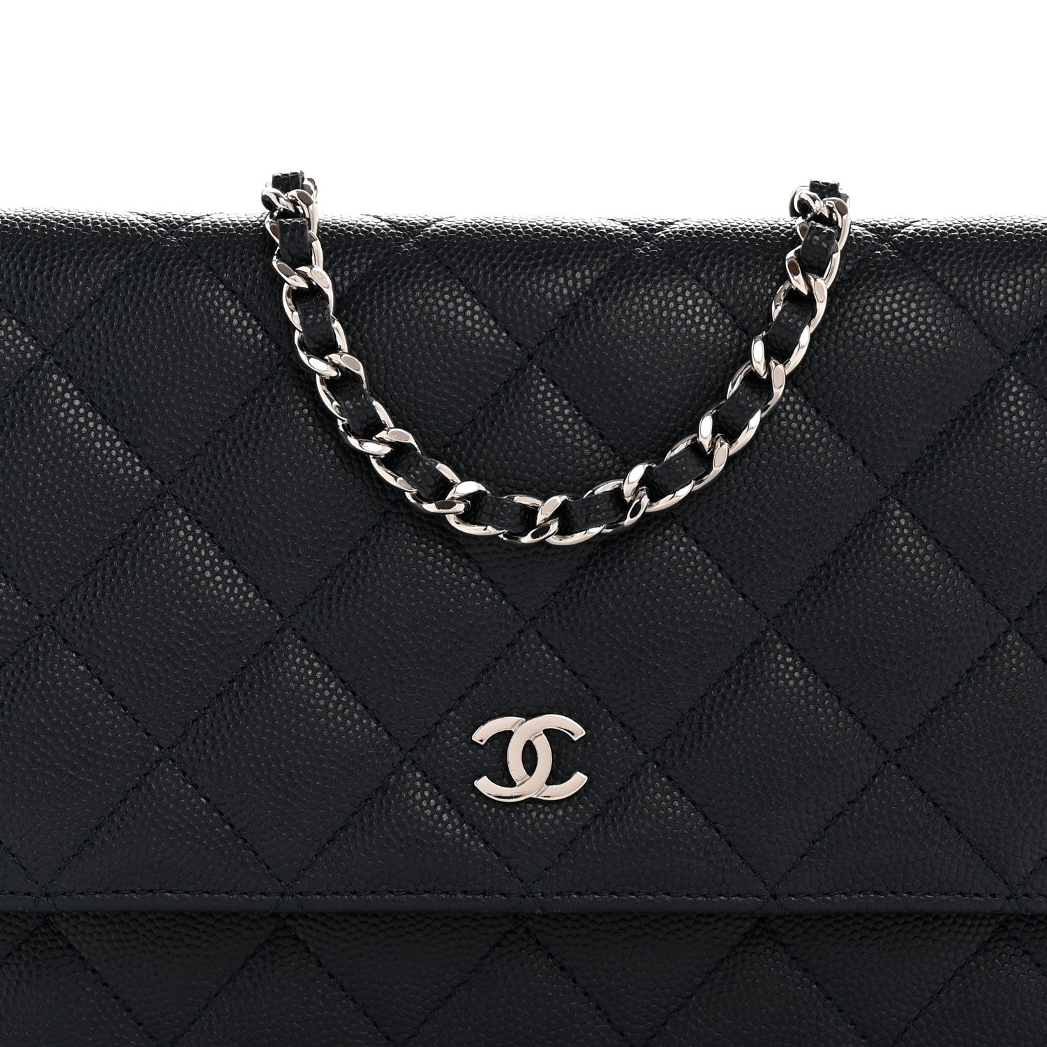 Chanel Caviar Quilted Wallet on Chain WOC Navy Blue 9 of 13