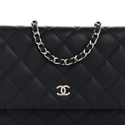 Chanel Caviar Quilted Wallet on Chain WOC Navy Blue 9 of 13