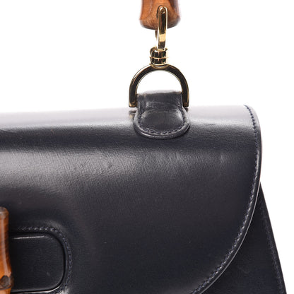 Gucci Calfskin Bamboo Top Handle Bag Navy 11 of 20