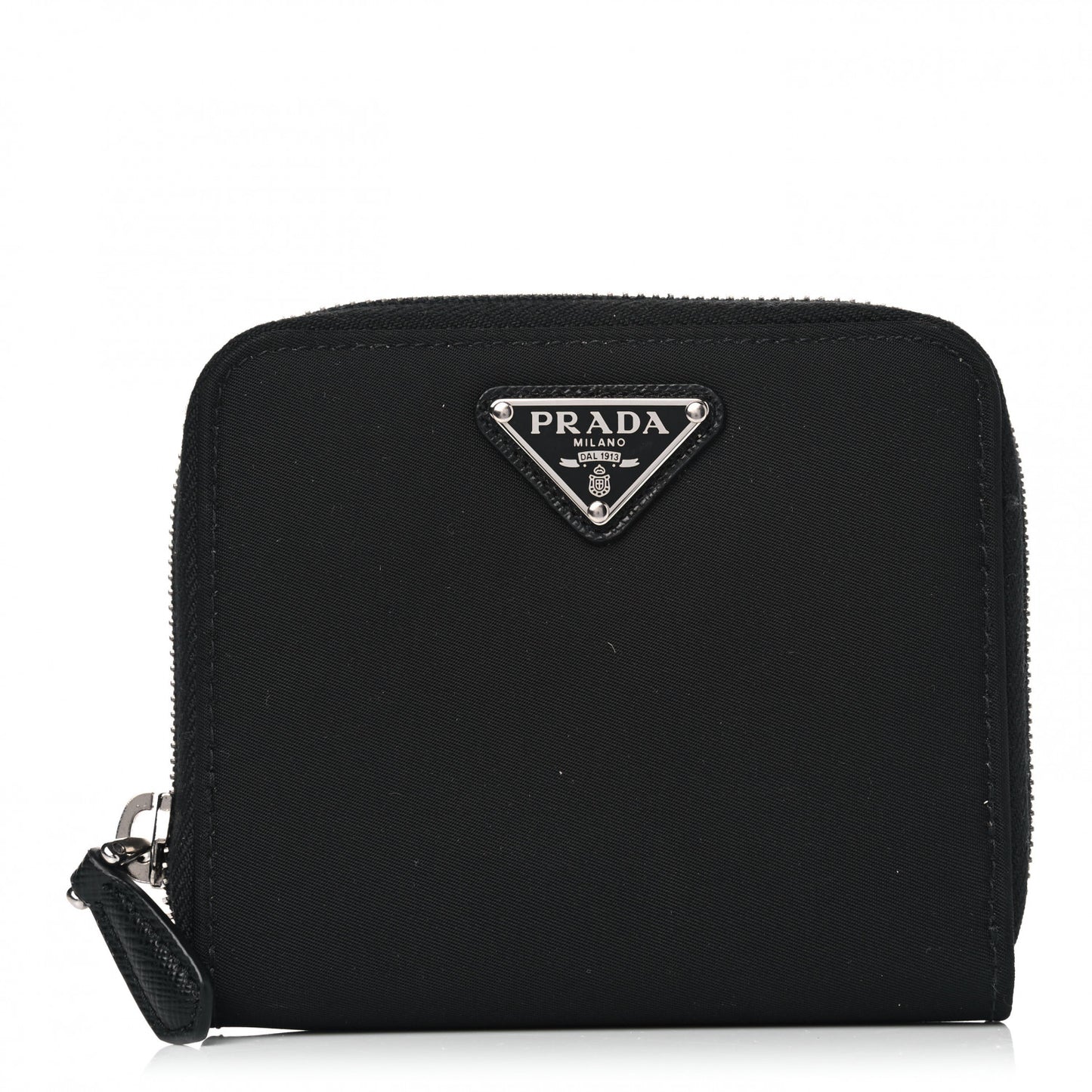 Tessuto Nylon Compact Zip Around Wallet Black