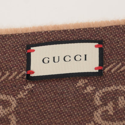 Gucci Wool Monogram Fringe Scarf Brown 5 of 5