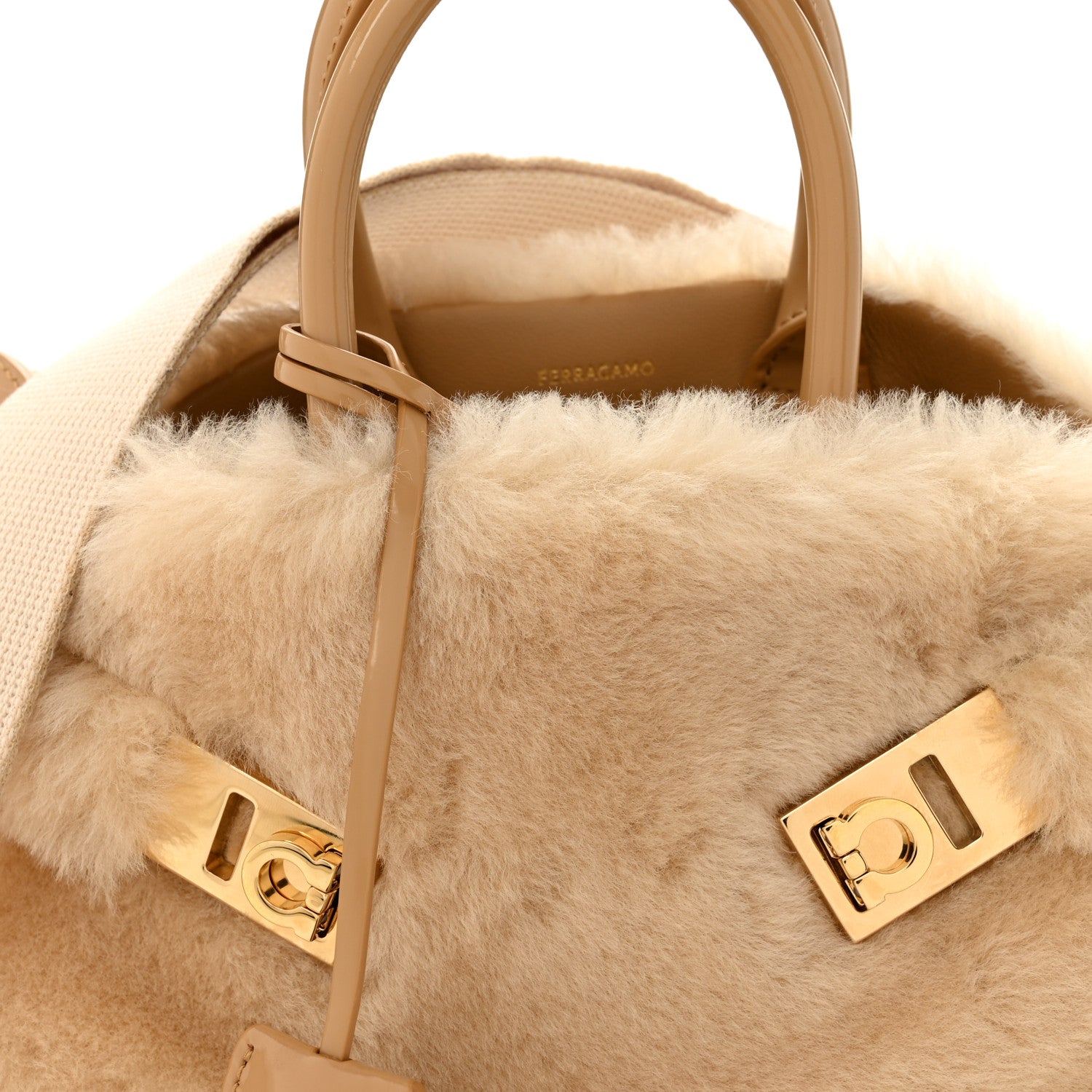 Salvatore Ferragamo Merino Smooth Calfskin Mini Hug Bag Natural