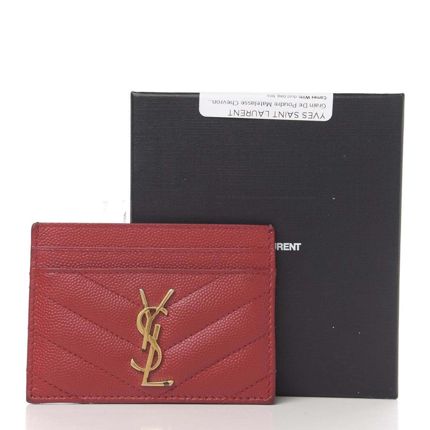 Grain De Poudre Matelasse Chevron Monogram Credit Card Case New Red