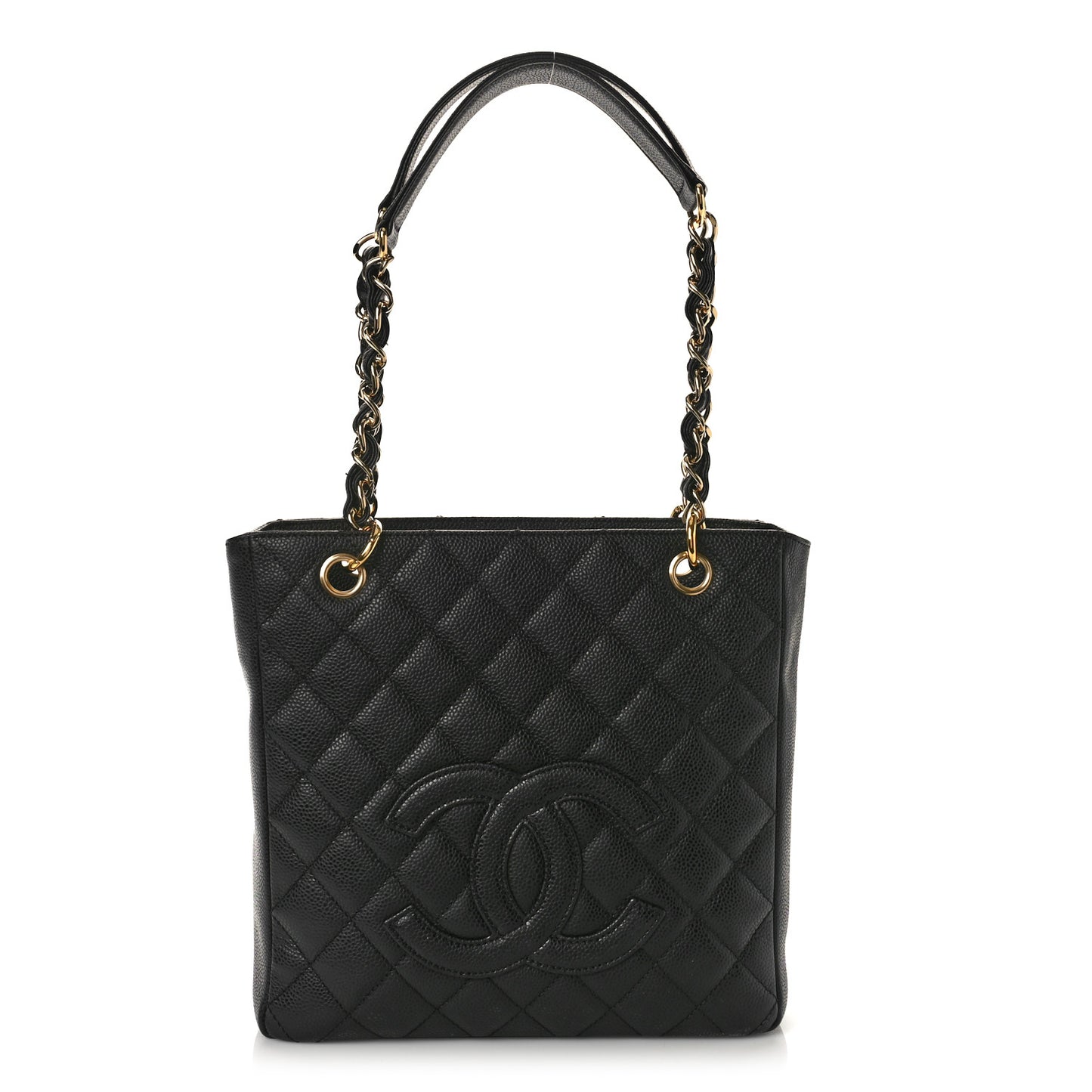 Caviar Quilted Petit Shopping Tote PST Black