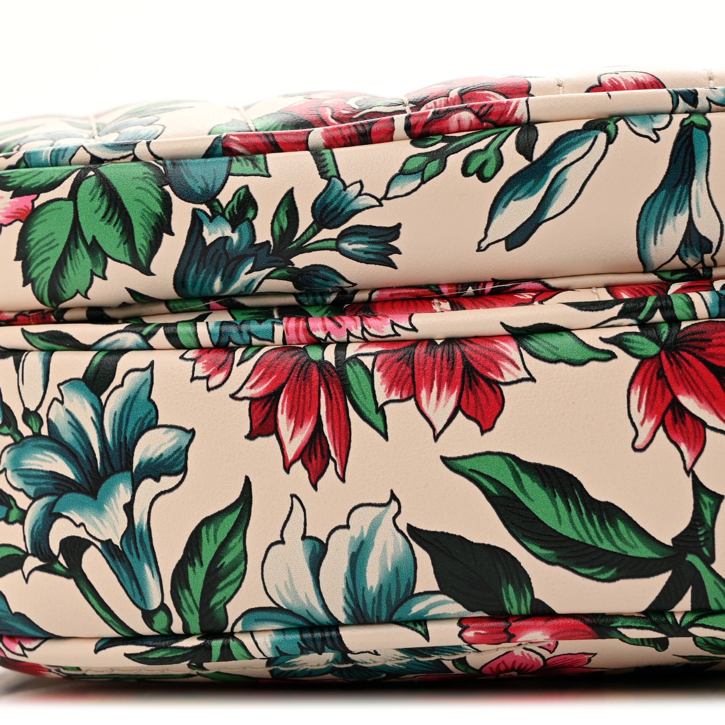 Calfskin Brit Roses Print Matelasse Diagonal Mini Interlocking G Heart Shoulder Bag Multicolor