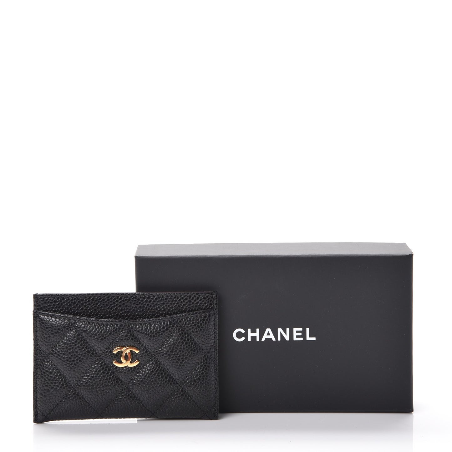 Caviar Quilted Card Holder Black