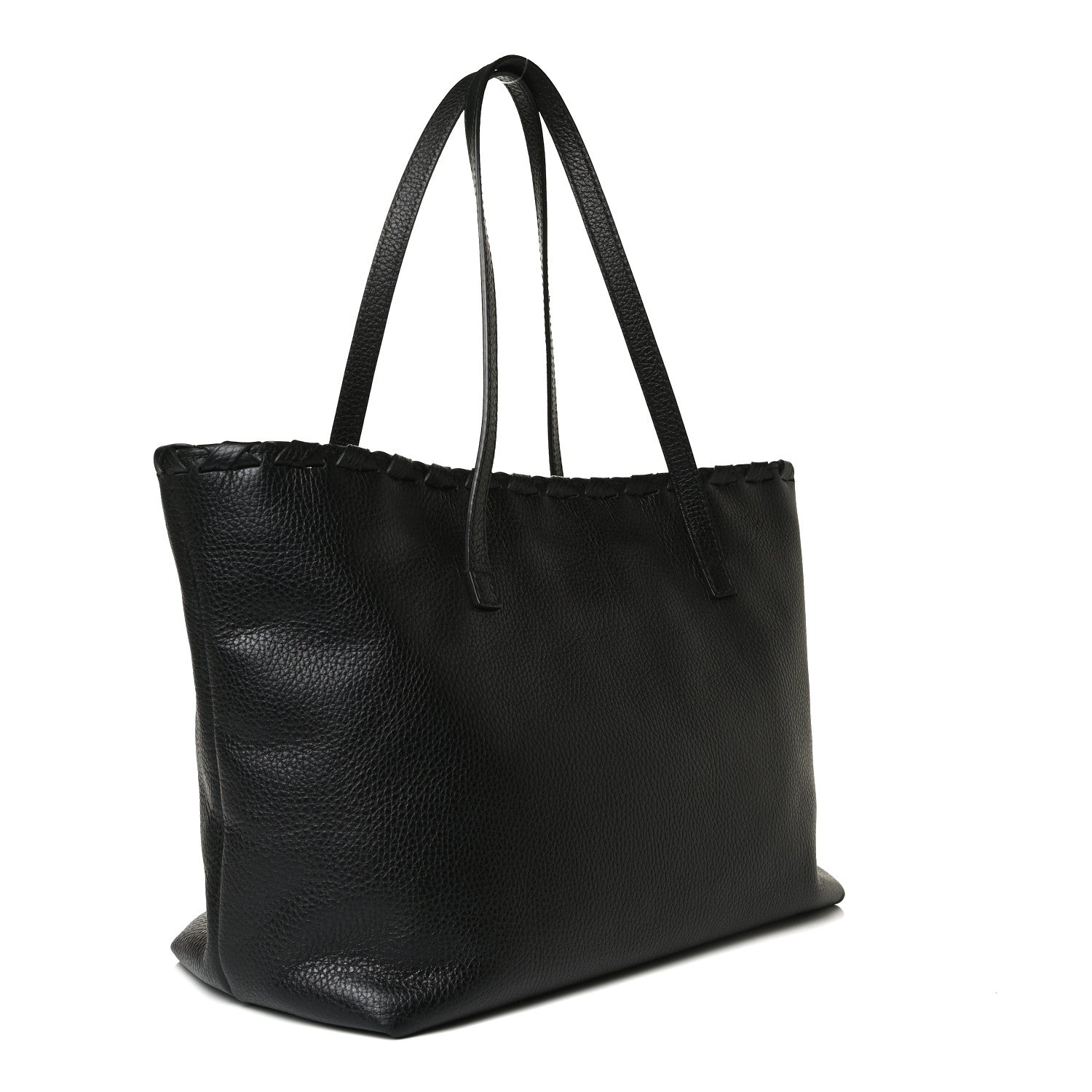 Gucci Pebbled Calfskin Bamboo Tassel Tote Black 2 of 12