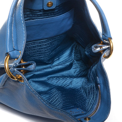 Prada Vitello Daino Logo Hobo Cobalto 7 of 11