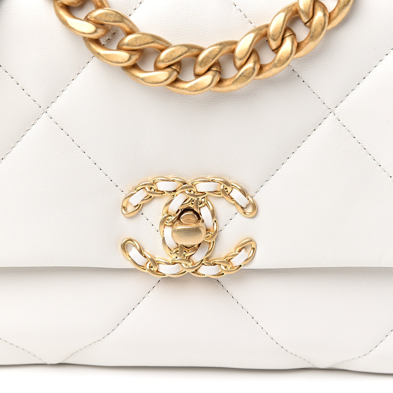 Chanel Goatskin Quilted Medium 19 Flap White 9 of 10