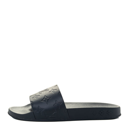 Louis Vuitton Rubber Embossed Monogram Mens Waterfront Mules 6 Black 1 of 10