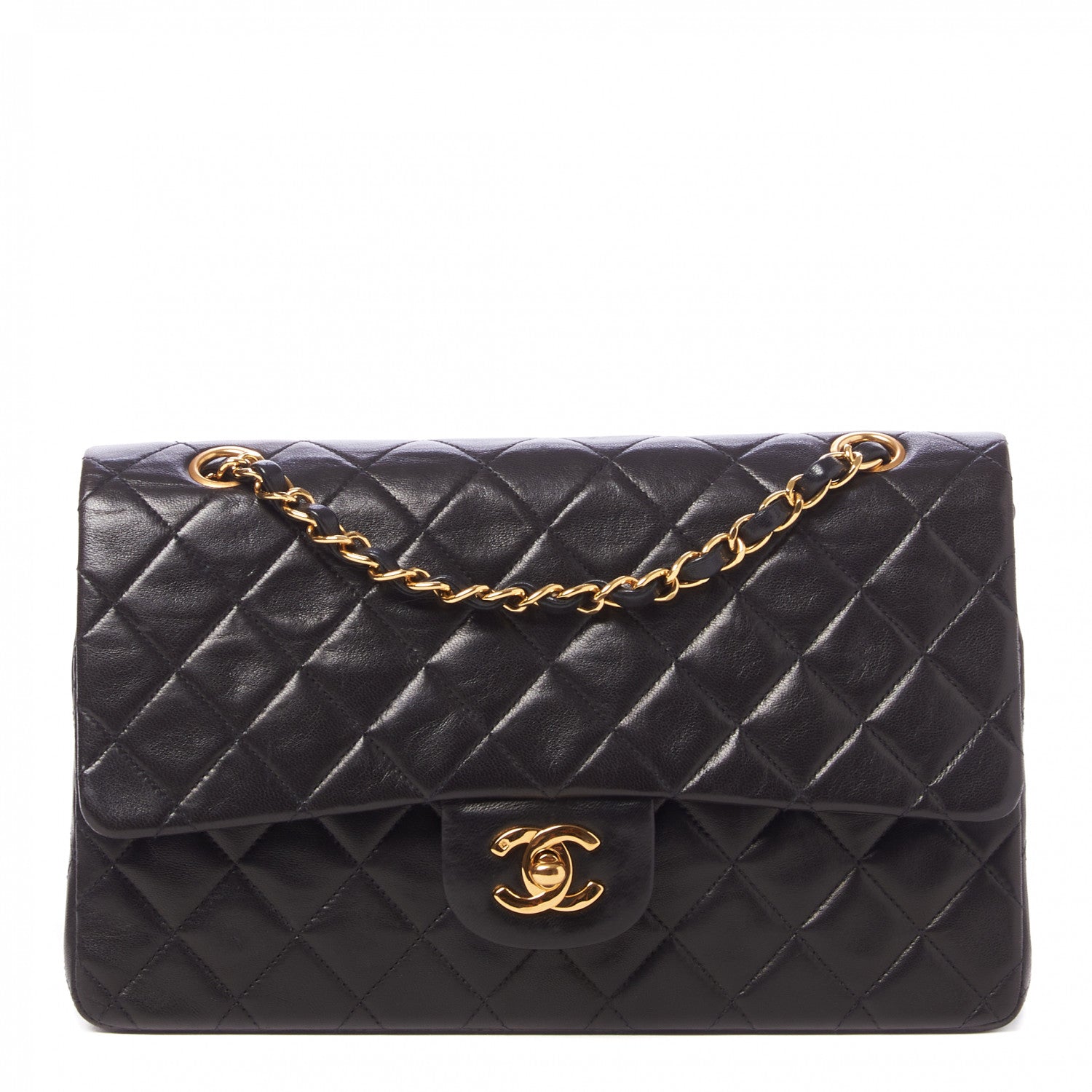 Chanel Lambskin Quilted Medium Double Flap Black 1 of 9