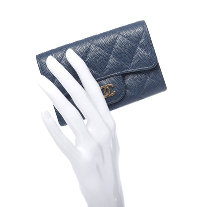Chanel Caviar Quilted Flap Card Holder Navy Blue 2 of 9