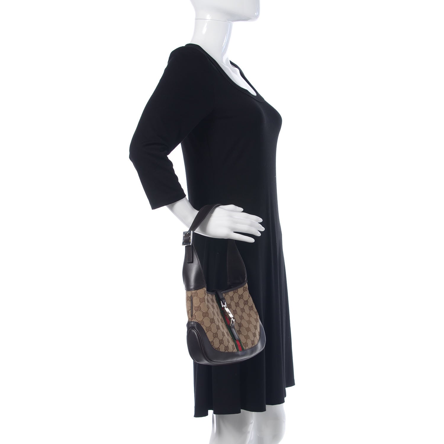 Gucci Monogram Web Small Jackie O Hobo Dark Brown 2 of 12