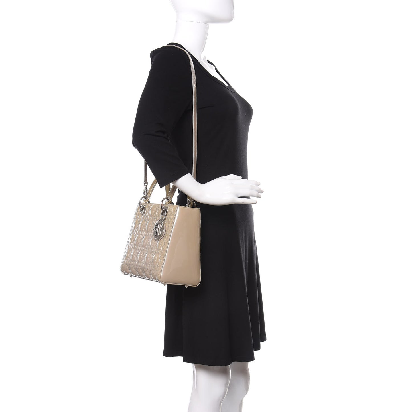 Patent Cannage Medium Lady Dior Grey