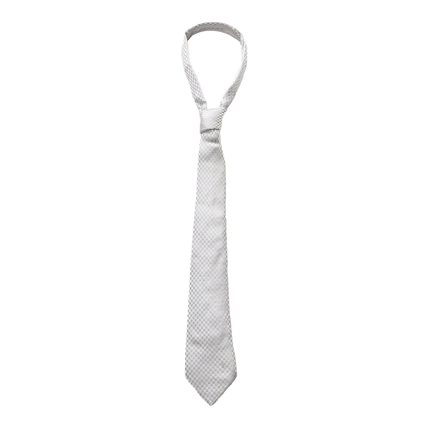 Silk Damier Classic Neck Tie Grey