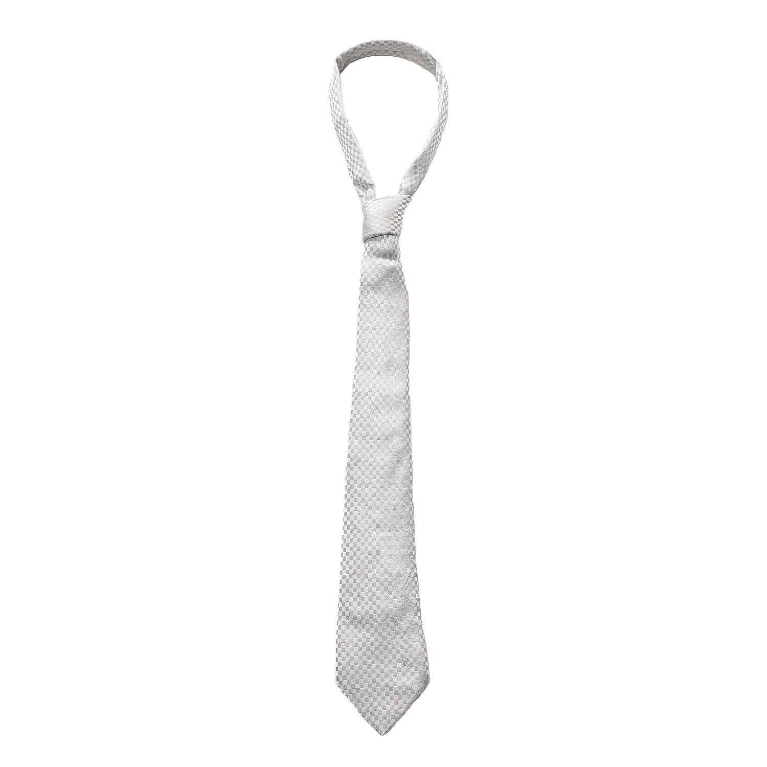 Louis Vuitton Silk Damier Classic Neck Tie Grey 1 of 5