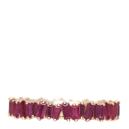 Suzanne Kalan 18K Rose Gold Ruby Baguette Cut Eternity Ring 54 7 1 of 4