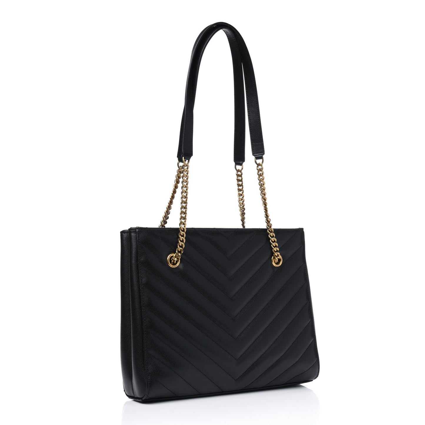 Grain De Poudre Matelasse Chevron Small Tribeca Shopping Bag Black