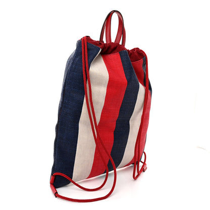 Gucci Canvas Logo Sylvie Stripe Drawstring Backpack Red 3 of 9