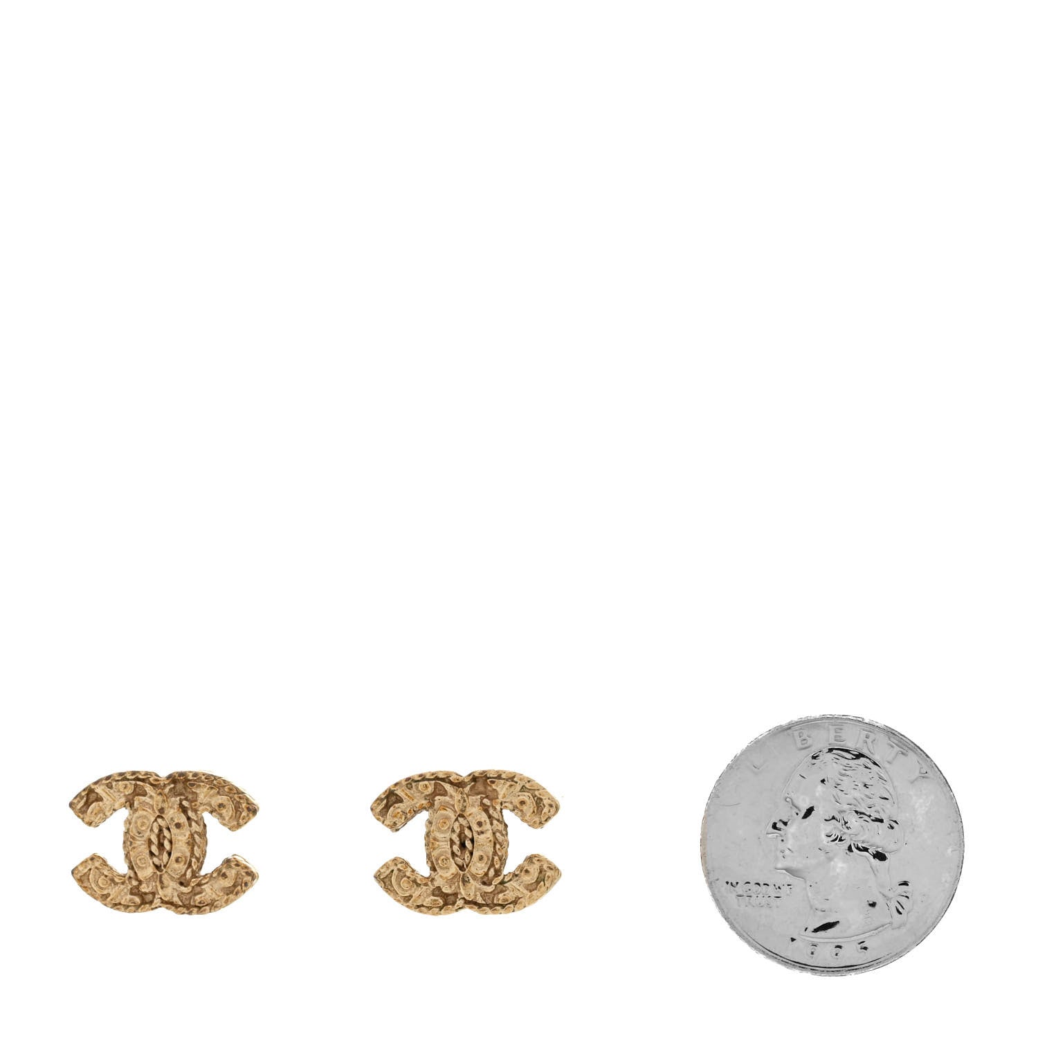 Chanel Textured CC Earrings Gold 2 of 4