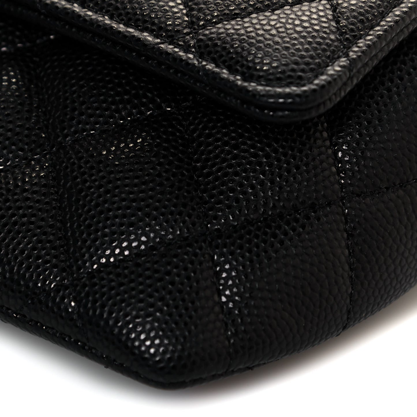 Caviar Quilted Glasses Case With Chain Black