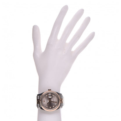 Rolex Stainless Steel 18K Everose Gold Diamond 41mm Oyster Perpetual Datejust Watch Sundust 126331 2 of 18