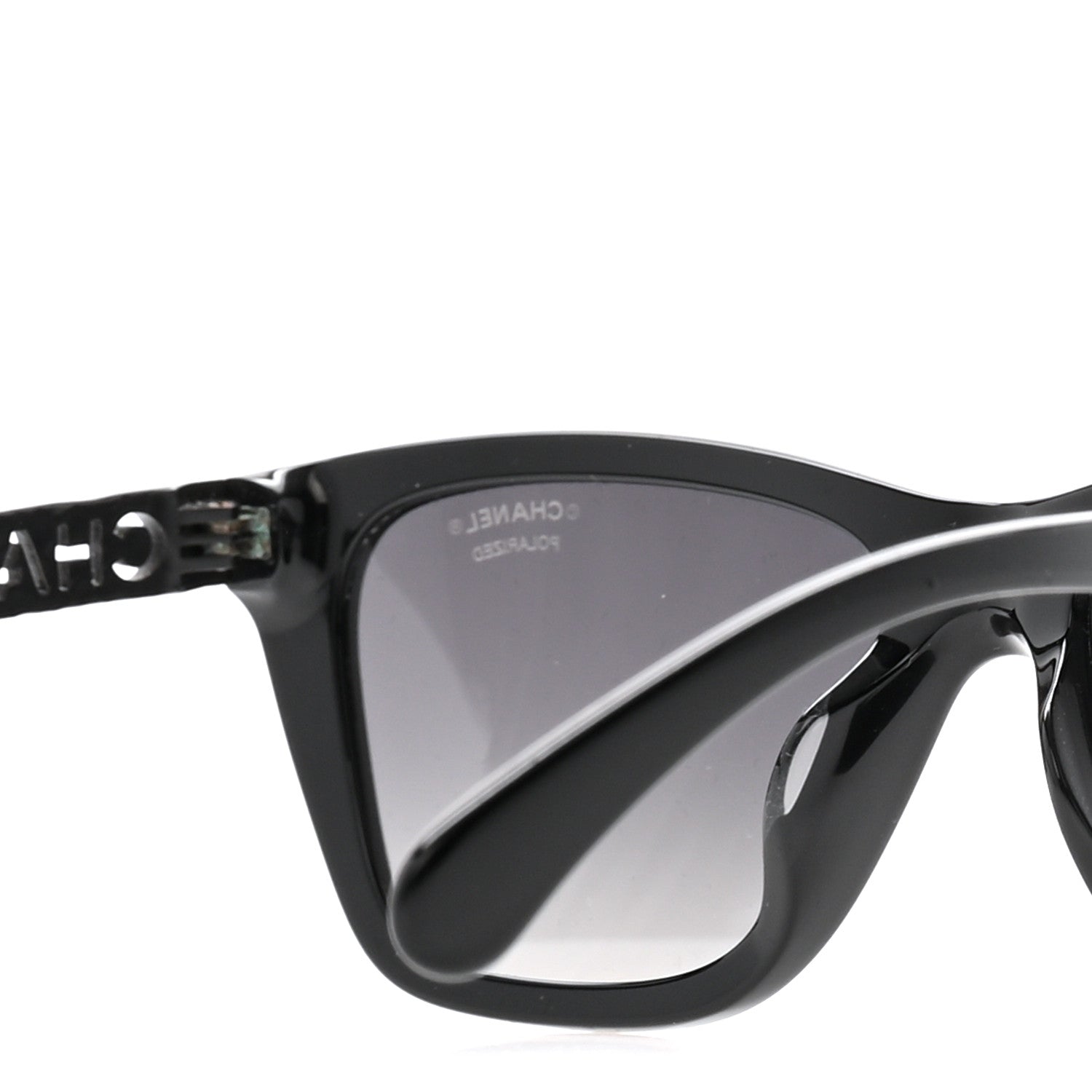 Chanel Acetate Metal Polarized Rectangle Sunglasses 5442 Black 7 of 8