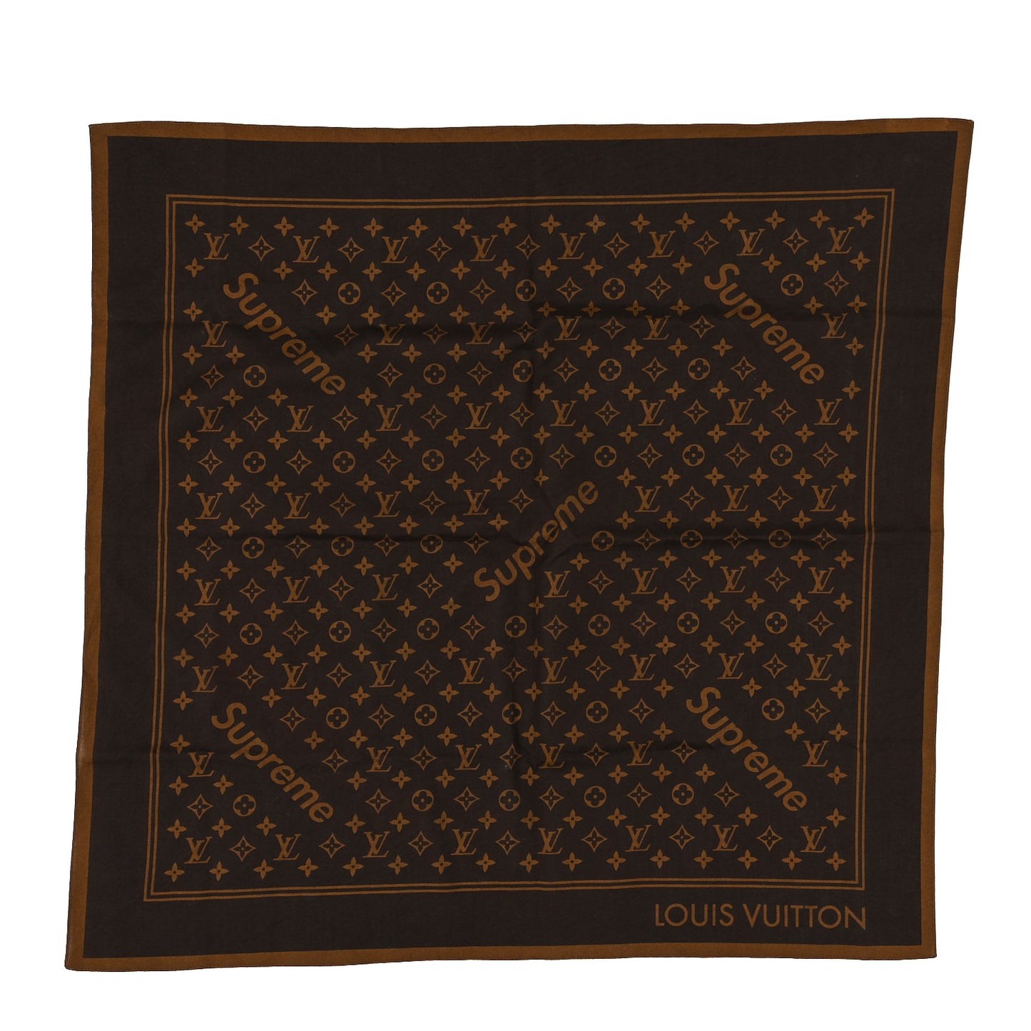 X Supreme Cotton Monogram Bandana Scarf Brown