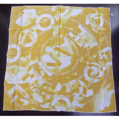 Chanel Silk CC Logo Camellia Scarf Gold 1 of 4