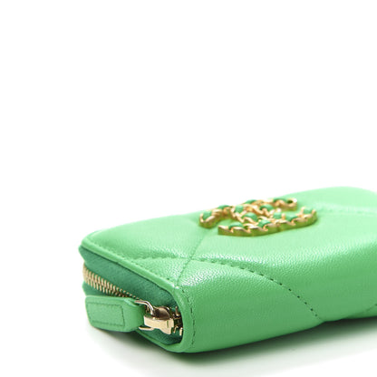 Chanel Goatskin Quilted 19 Zip Around Coin Purse Wallet Green 8 of 9