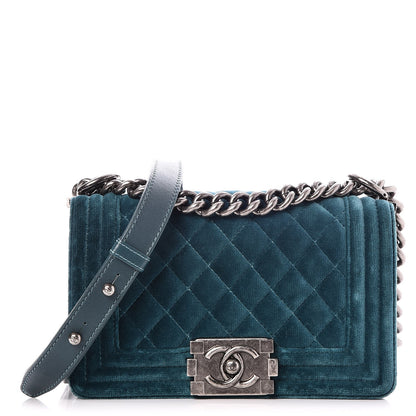 Chanel Velvet Quilted Small Boy Flap Turquoise 1 of 7
