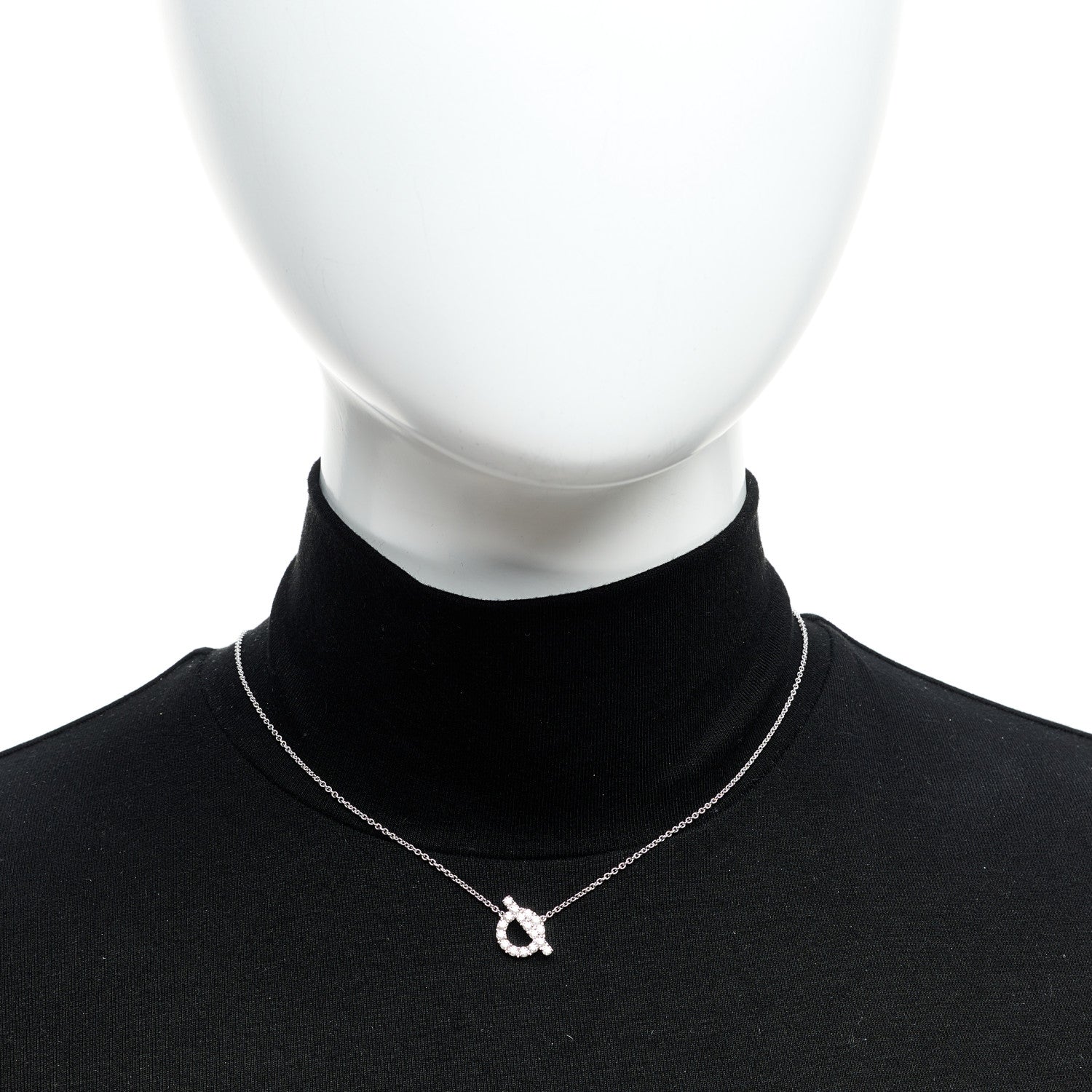 Hermes 18K White Gold Diamond Finesse Pendant Necklace 12 of 12