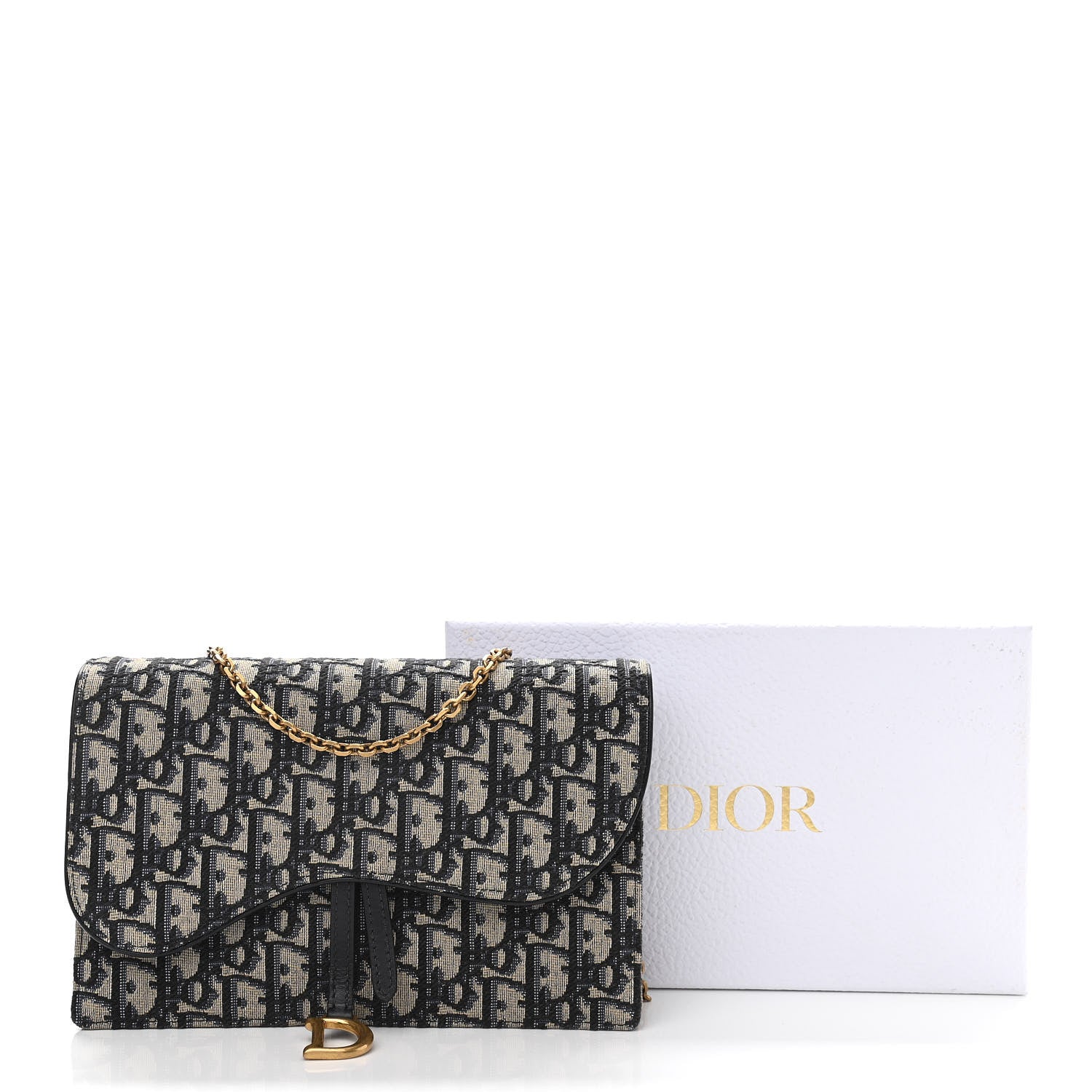 Christian Dior Oblique Saddle Chain Pouch Blue 11 of 11