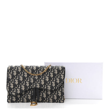 Christian Dior Oblique Saddle Chain Pouch Blue 11 of 11