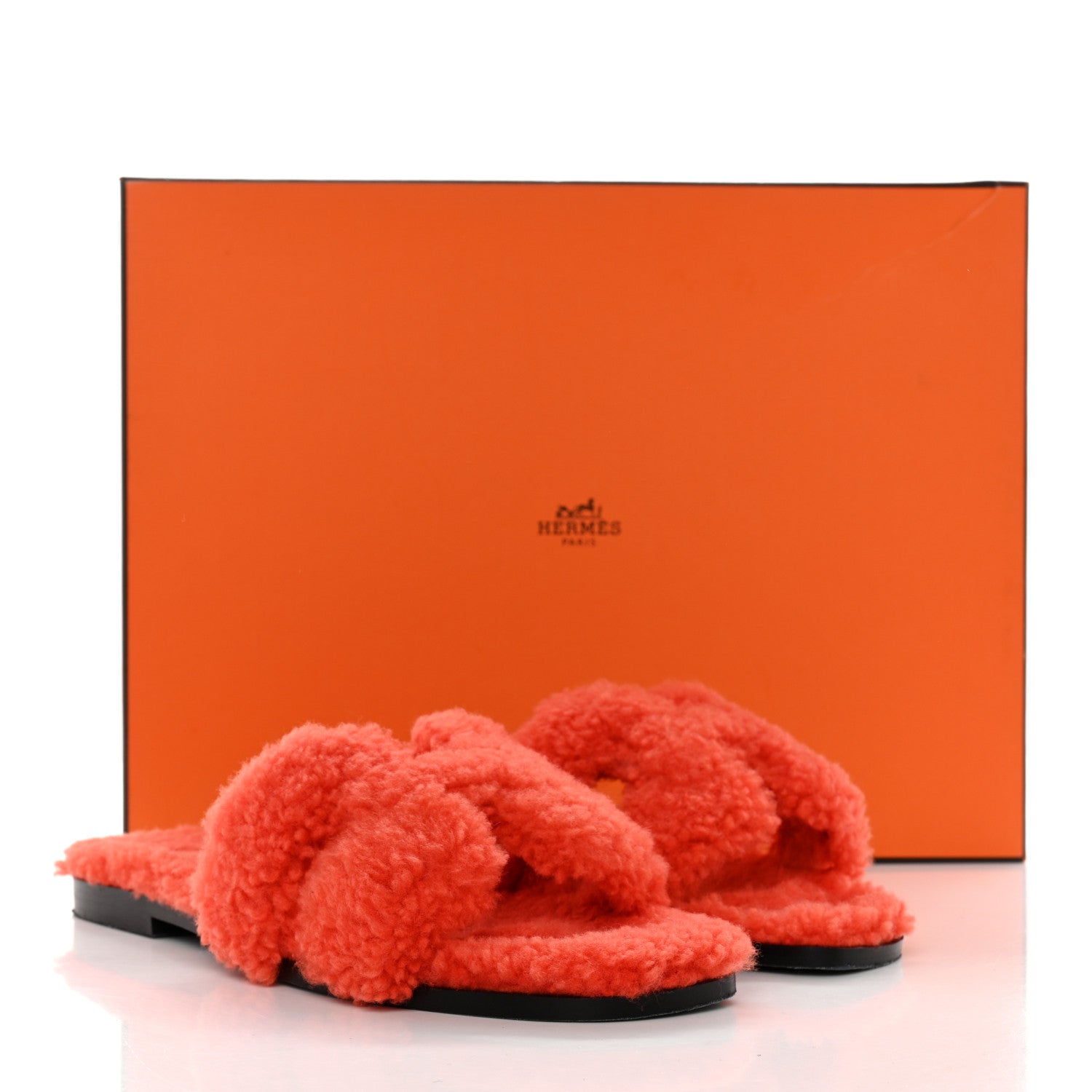Hermes Woolskin Oran Sandals 37 Orange 8 of 8