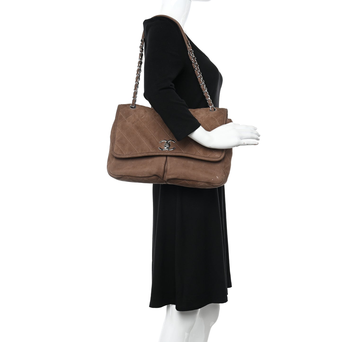 Ultra Soft Suede Calfskin Large Natural Beauty Flap Brown