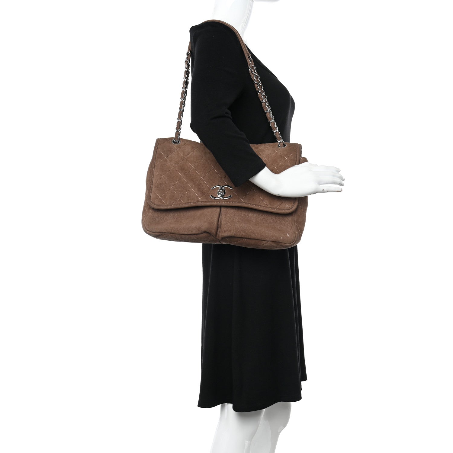 Chanel Ultra Soft Suede Calfskin Large Natural Beauty Flap Brown 2 of 11