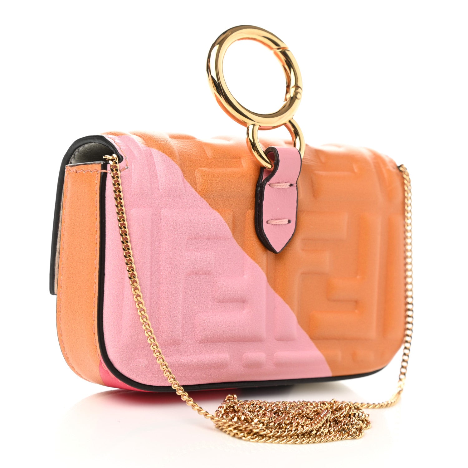 Fendi Nappa FF Embossed Line Print Nano Baguette Charm White Multicolor 2 of 11