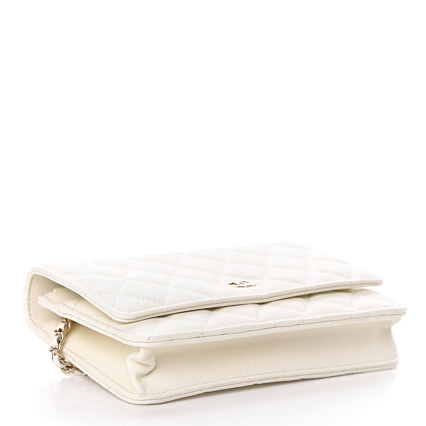 Caviar Quilted Wallet On Chain WOC White