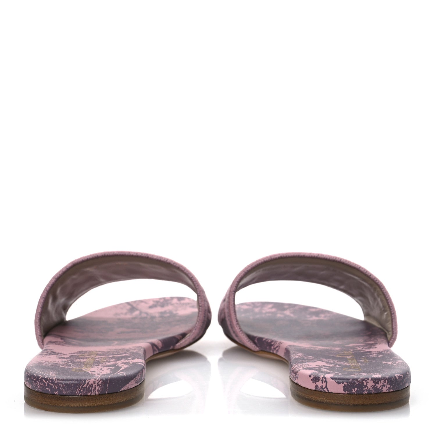 Christian Dior Canvas Toile De Jouy Embroidered Dway Flat Slide Sandals 38.5 Chateau Rose 6 of 11