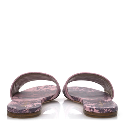 Christian Dior Canvas Toile De Jouy Embroidered Dway Flat Slide Sandals 38.5 Chateau Rose 6 of 11