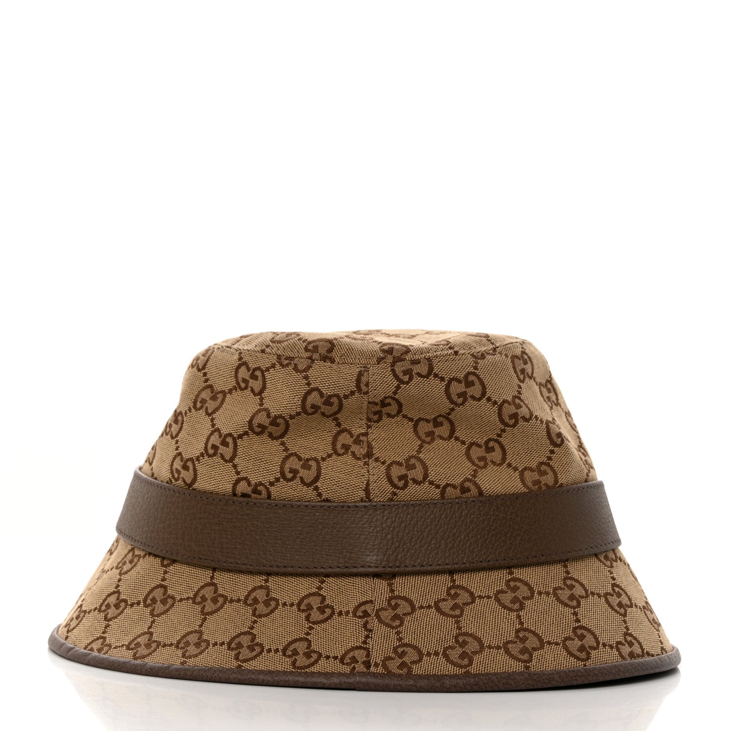 Gucci Monogram Textured Dollar Calfskin GG Jago Bucket Hat S Cacao Beige 5 of 9