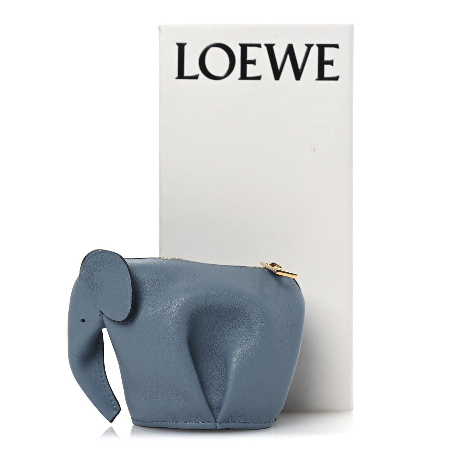 Calfskin Elephant Coin Purse Stone Blue