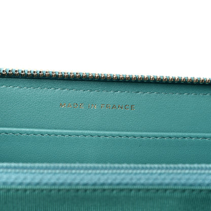 Chanel Caviar Chevron Large Gusset Zip Around Wallet Turquoise 7 of 9